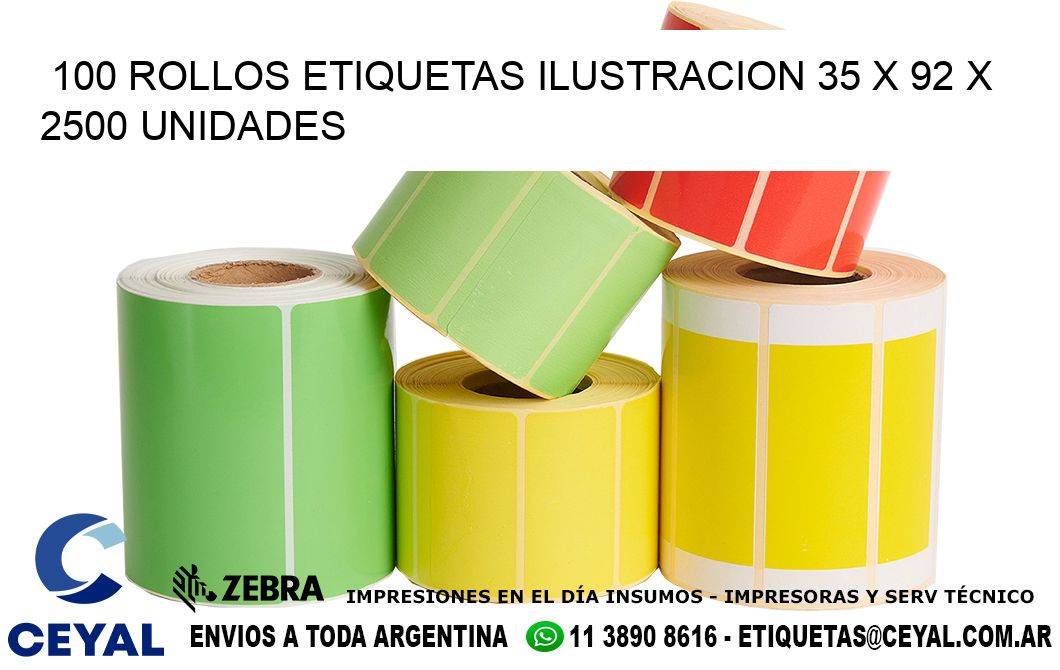 100 ROLLOS ETIQUETAS ILUSTRACION 35 x 92 X 2500 UNIDADES