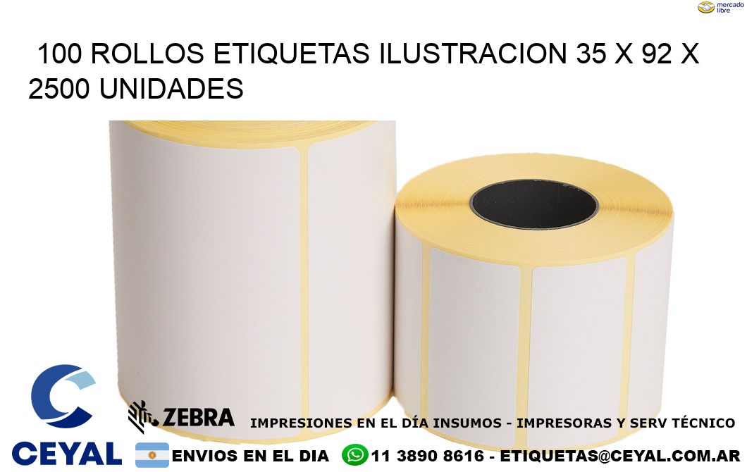 100 ROLLOS ETIQUETAS ILUSTRACION 35 x 92 X 2500 UNIDADES