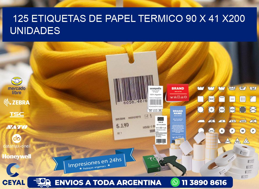 125 ETIQUETAS DE PAPEL TERMICO 90 x 41 x200 UNIDADES