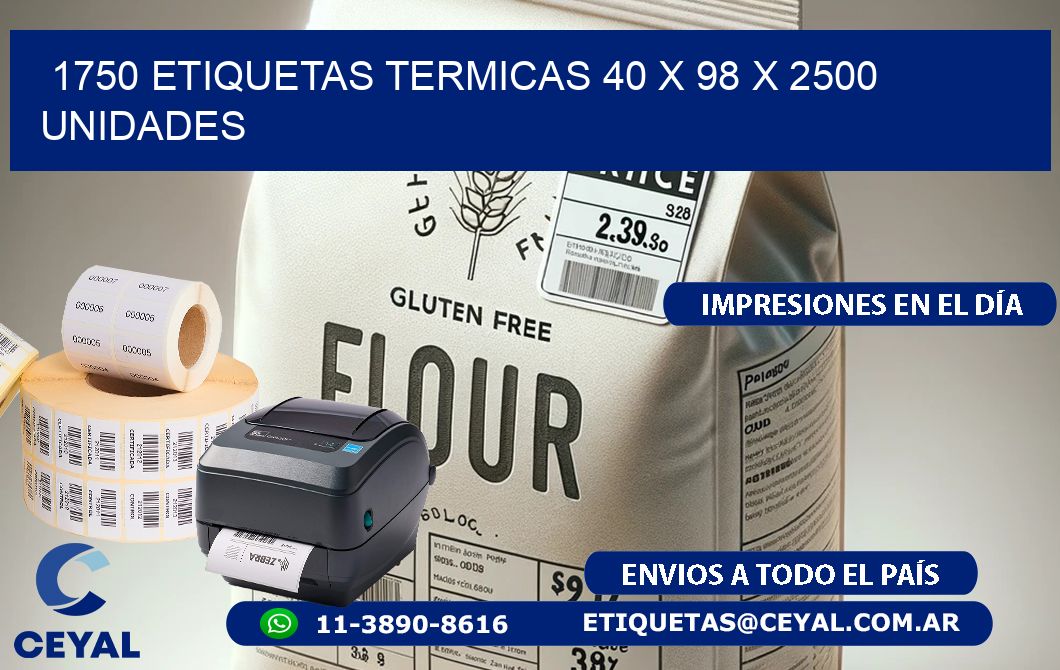 1750 ETIQUETAS TERMICAS 40 x 98 X 2500 UNIDADES