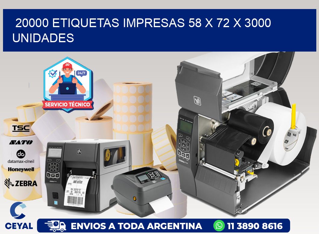 20000 ETIQUETAS IMPRESAS 58 x 72 X 3000 UNIDADES