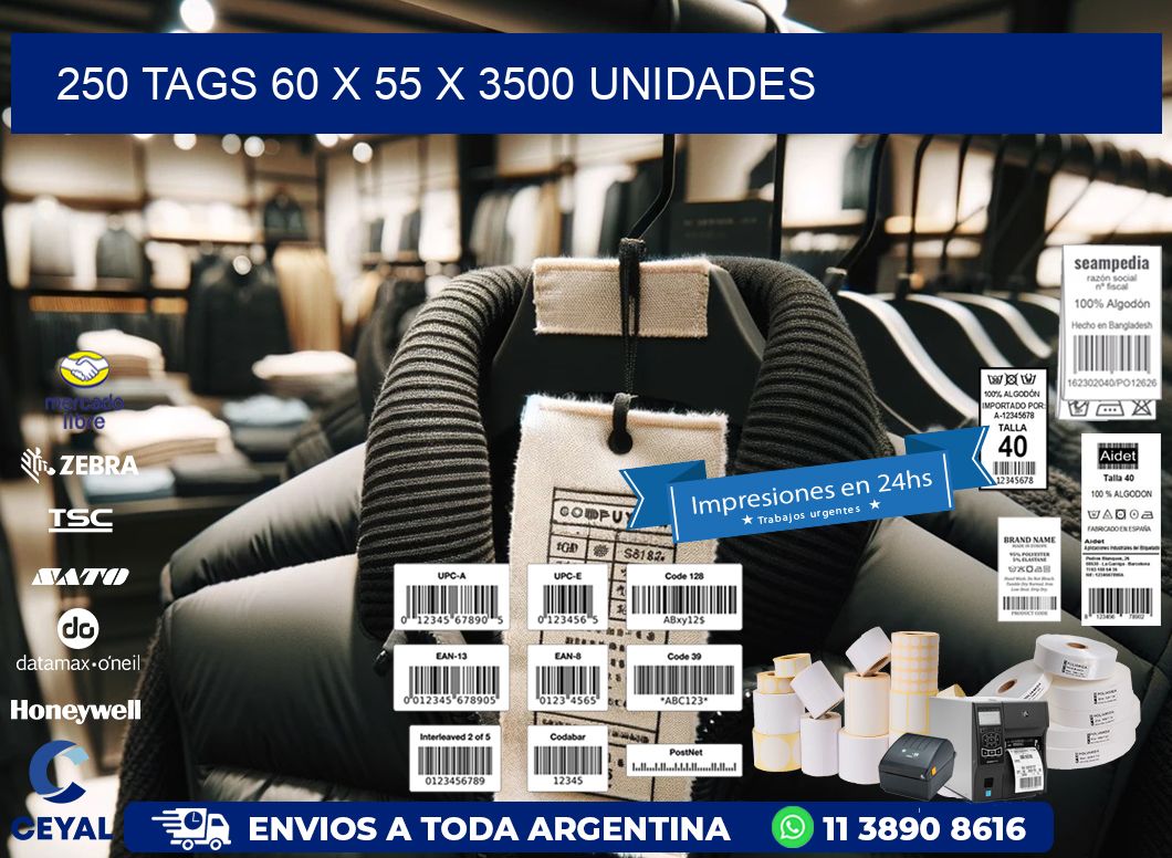 250 TAGS 60 x 55 X 3500 UNIDADES