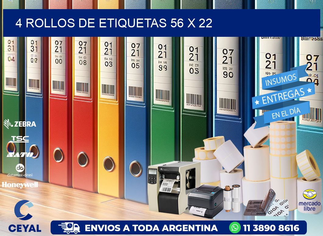 4 ROLLOS DE ETIQUETAS 56 x 22