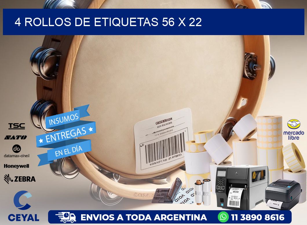 4 ROLLOS DE ETIQUETAS 56 x 22