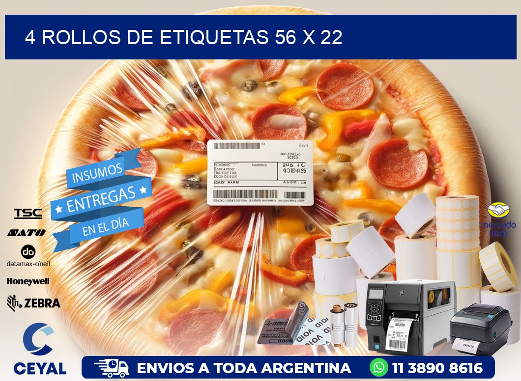 4 ROLLOS DE ETIQUETAS 56 x 22