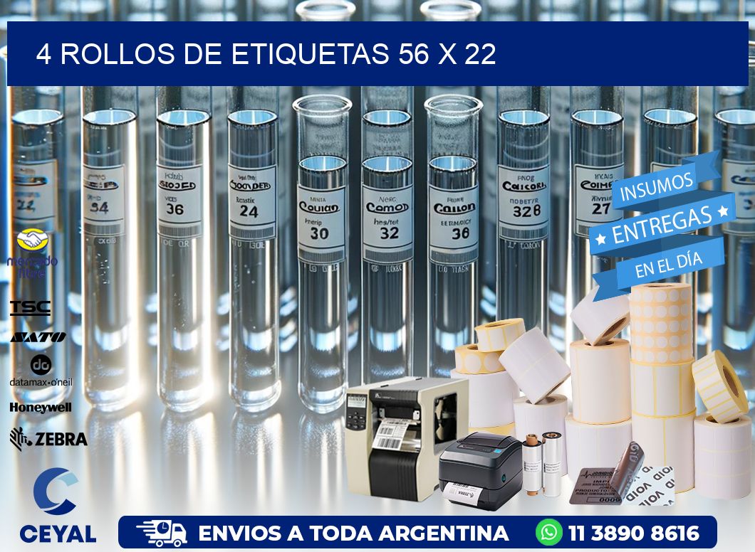 4 ROLLOS DE ETIQUETAS 56 x 22