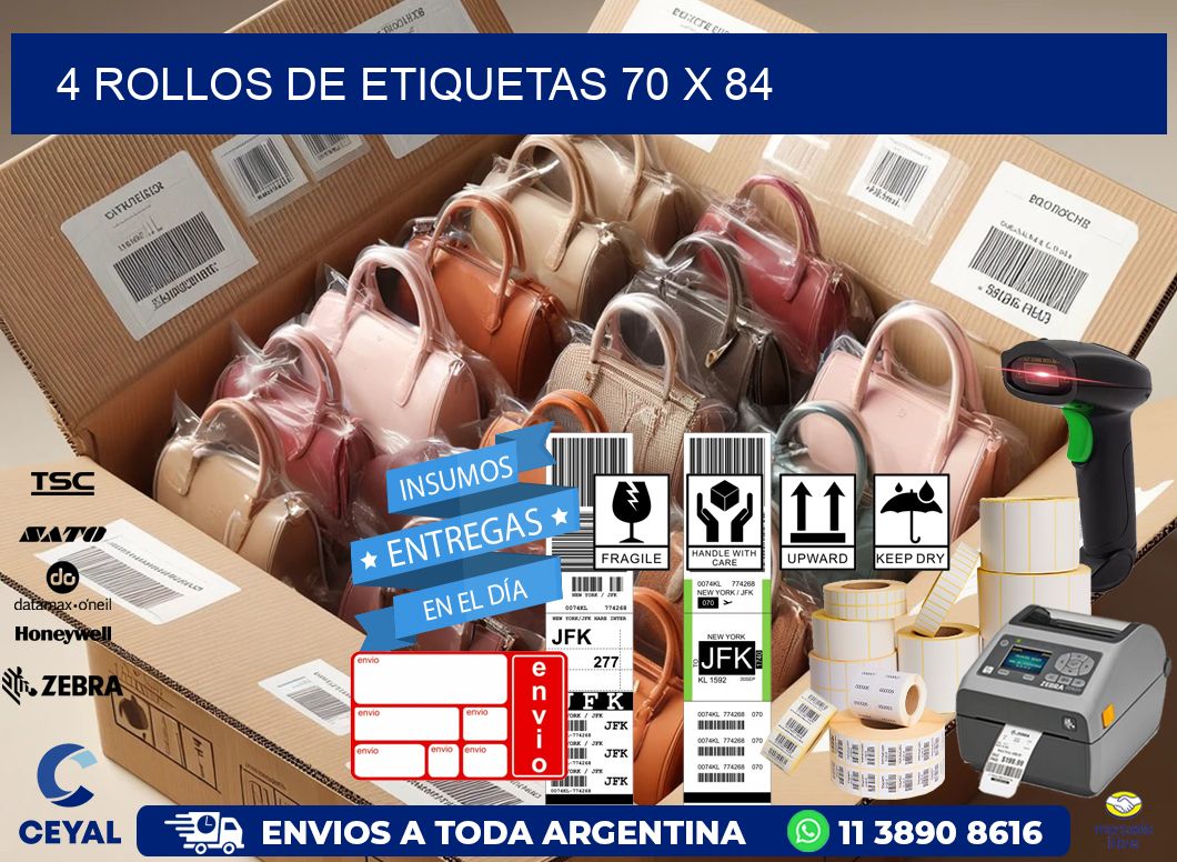 4 ROLLOS DE ETIQUETAS 70 x 84