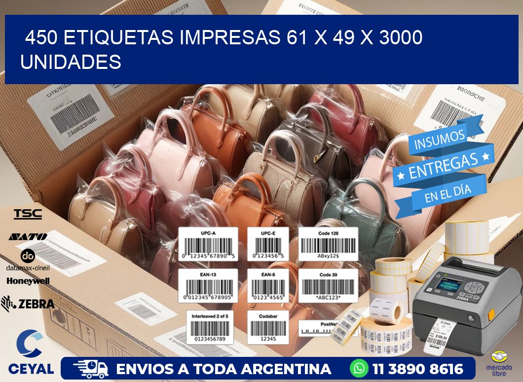 450 ETIQUETAS IMPRESAS 61 x 49 X 3000 UNIDADES