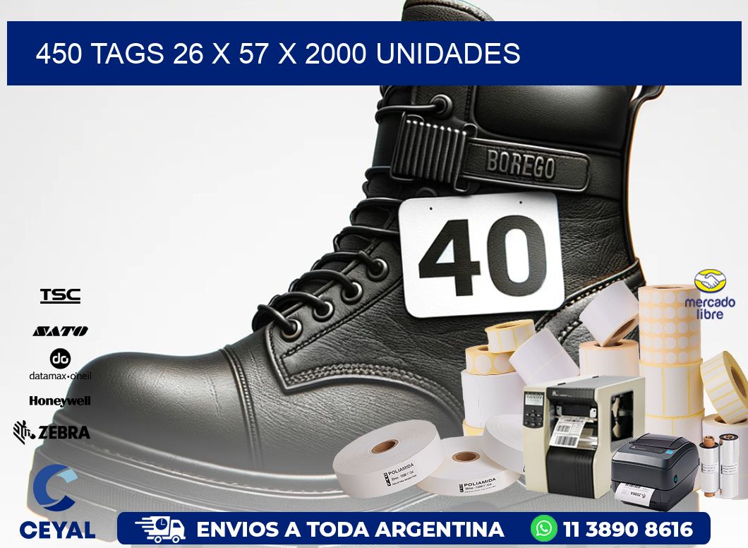 450 TAGS 26 x 57 X 2000 UNIDADES