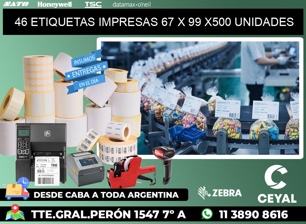 46 ETIQUETAS IMPRESAS 67 x 99 x500 UNIDADES