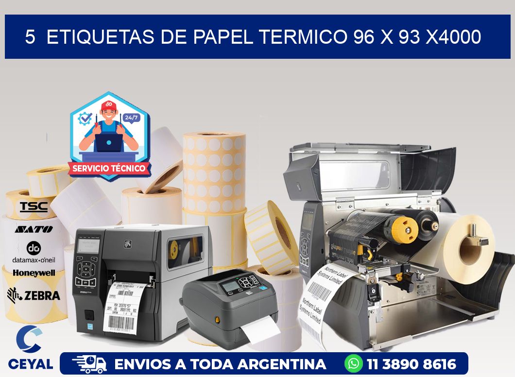 5  ETIQUETAS DE PAPEL TERMICO 96 x 93 X4000