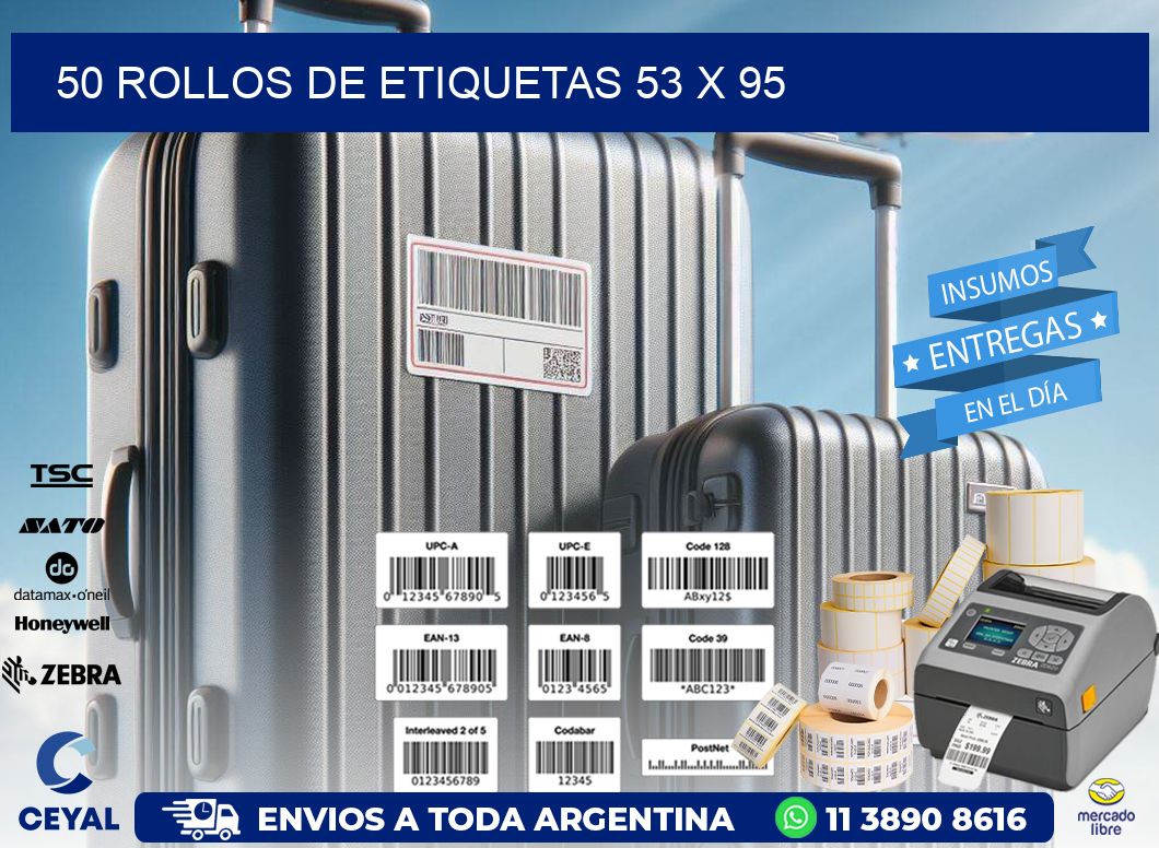 50 ROLLOS DE ETIQUETAS 53 x 95