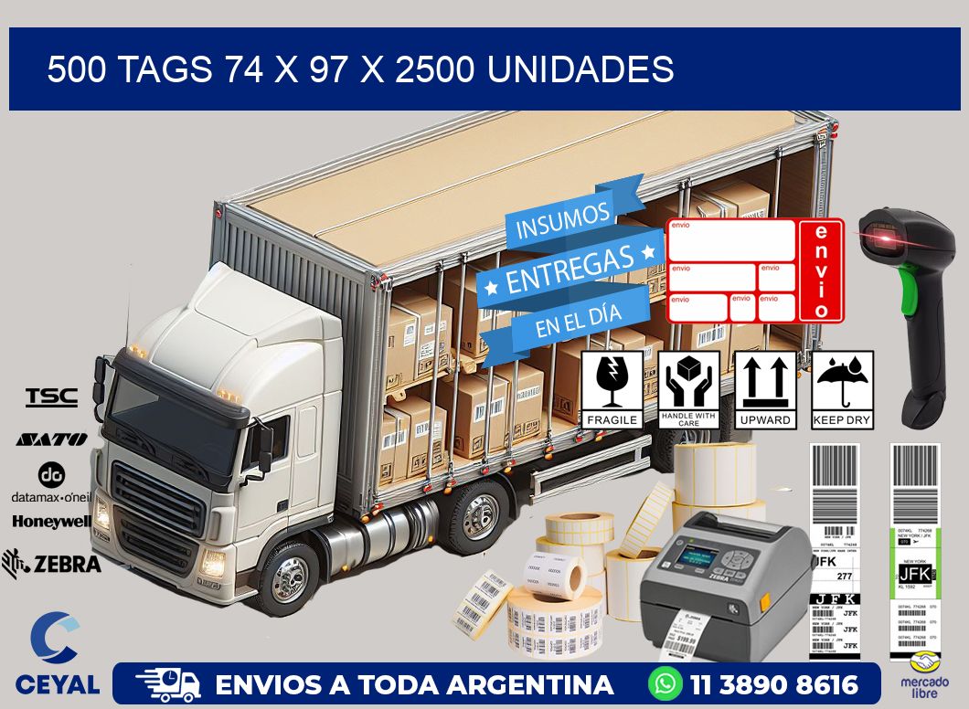 500 TAGS 74 x 97 X 2500 UNIDADES