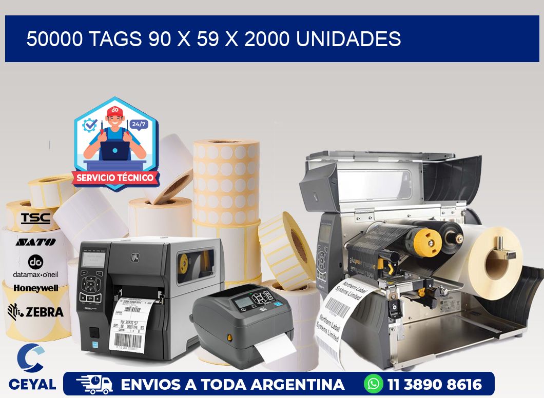 50000 TAGS 90 x 59 X 2000 UNIDADES