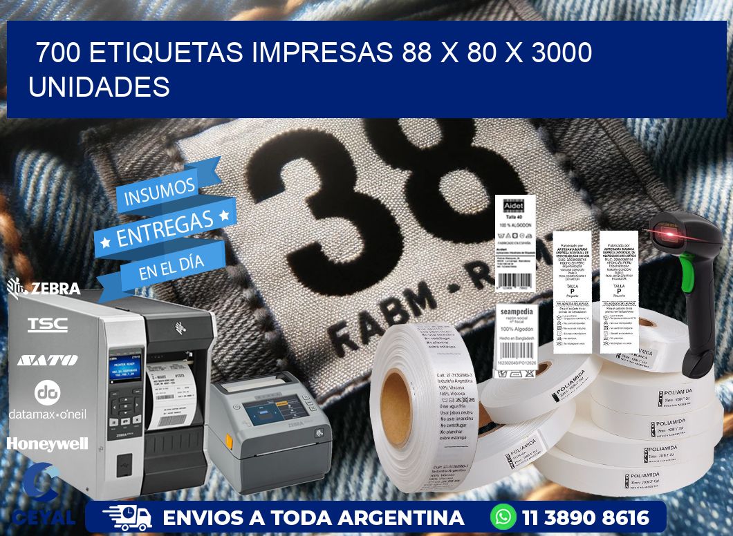 700 ETIQUETAS IMPRESAS 88 x 80 X 3000 UNIDADES