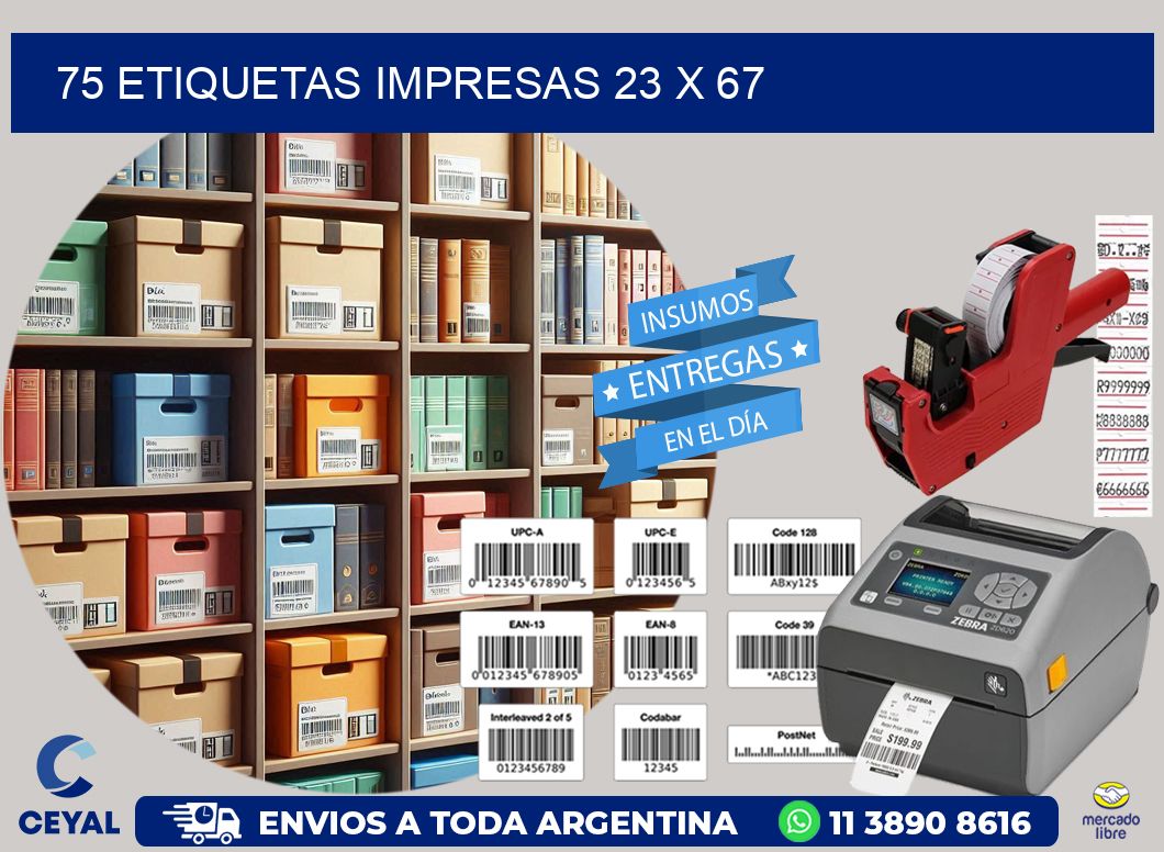 75 ETIQUETAS IMPRESAS 23 x 67