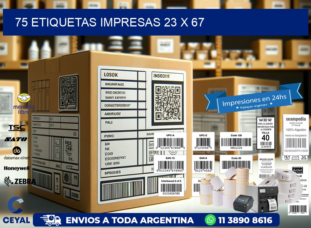 75 ETIQUETAS IMPRESAS 23 x 67