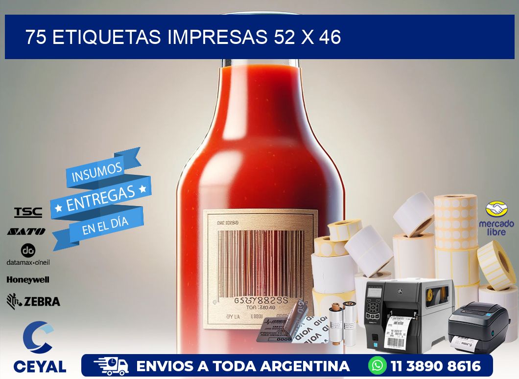 75 ETIQUETAS IMPRESAS 52 x 46