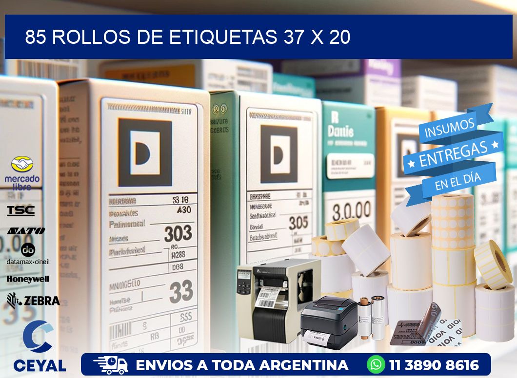 85 ROLLOS DE ETIQUETAS 37 x 20