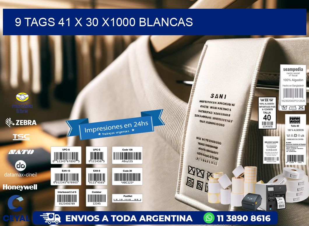 9 TAGS 41 x 30 X1000 BLANCAS