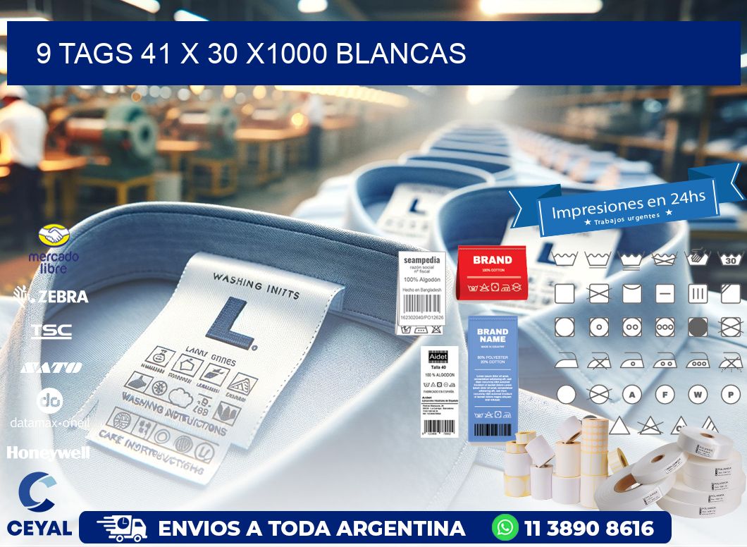 9 TAGS 41 x 30 X1000 BLANCAS