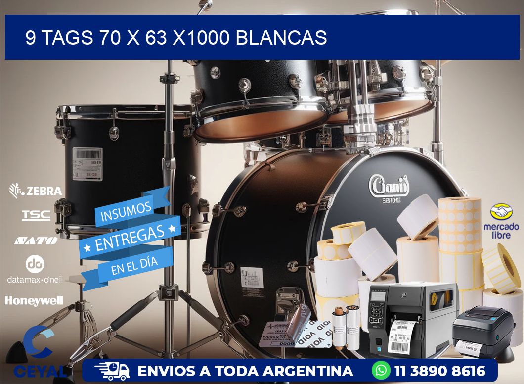 9 TAGS 70 x 63 X1000 BLANCAS