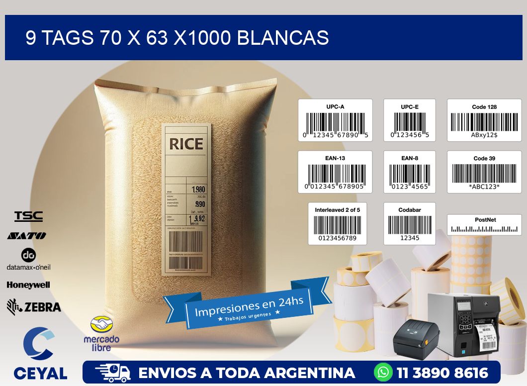 9 TAGS 70 x 63 X1000 BLANCAS