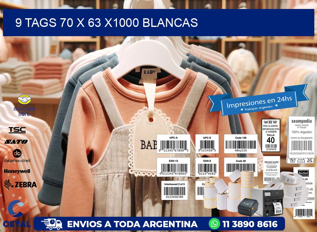 9 TAGS 70 x 63 X1000 BLANCAS