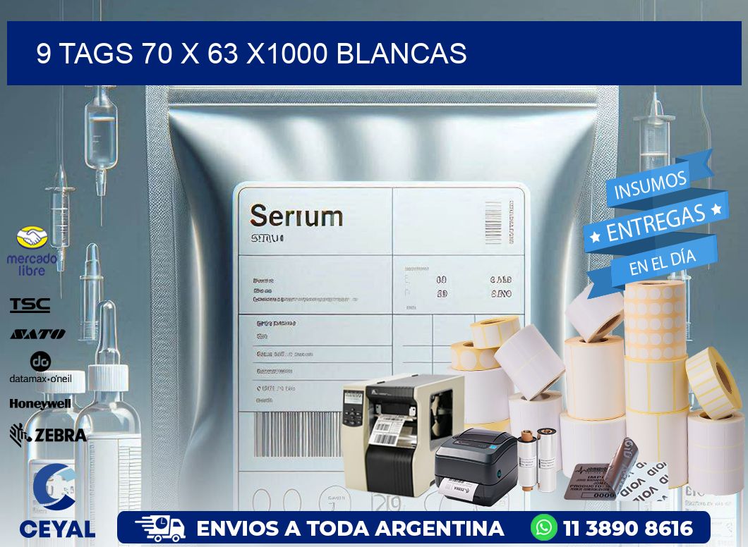 9 TAGS 70 x 63 X1000 BLANCAS