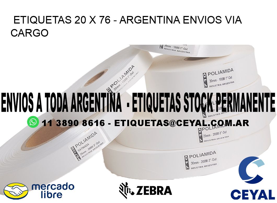 ETIQUETAS 20 x 76 - ARGENTINA ENVIOS VIA CARGO