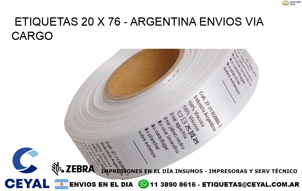 ETIQUETAS 20 x 76 - ARGENTINA ENVIOS VIA CARGO