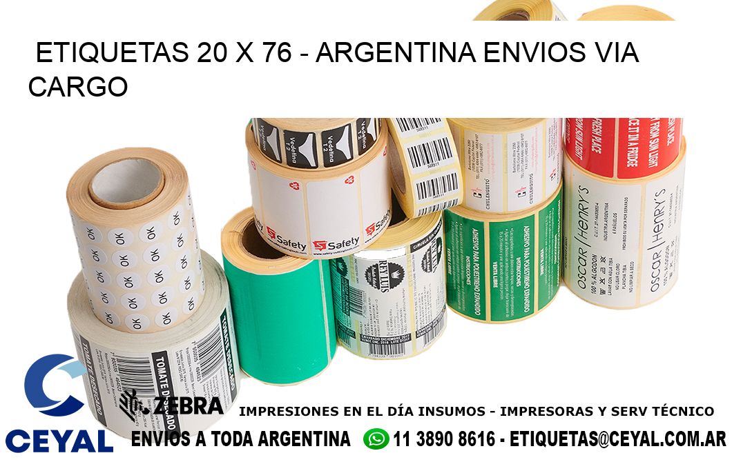 ETIQUETAS 20 x 76 - ARGENTINA ENVIOS VIA CARGO