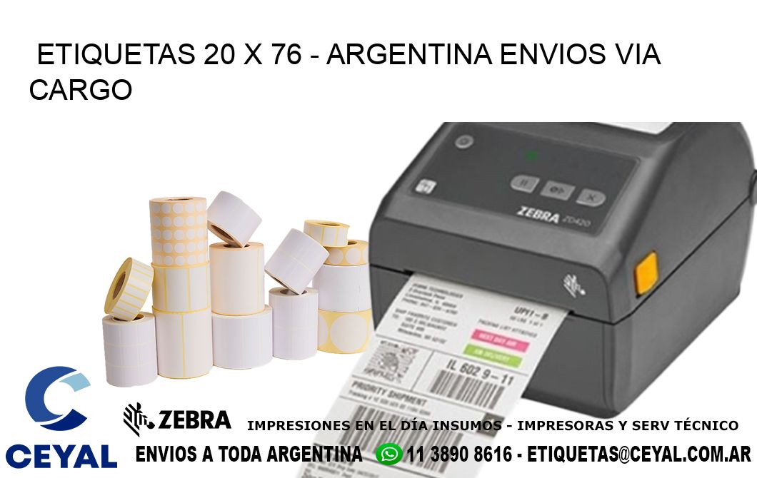 ETIQUETAS 20 x 76 - ARGENTINA ENVIOS VIA CARGO