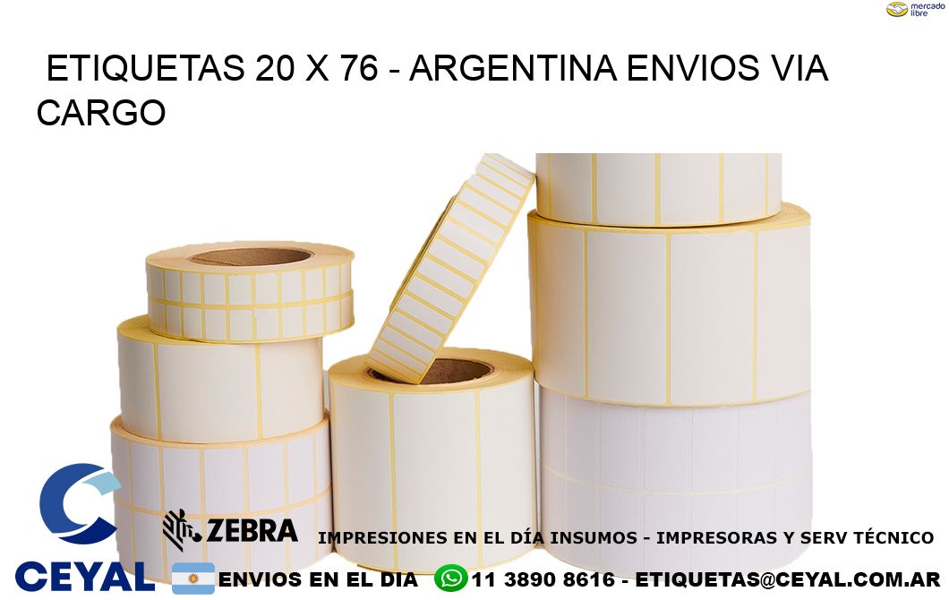 ETIQUETAS 20 x 76 – ARGENTINA ENVIOS VIA CARGO