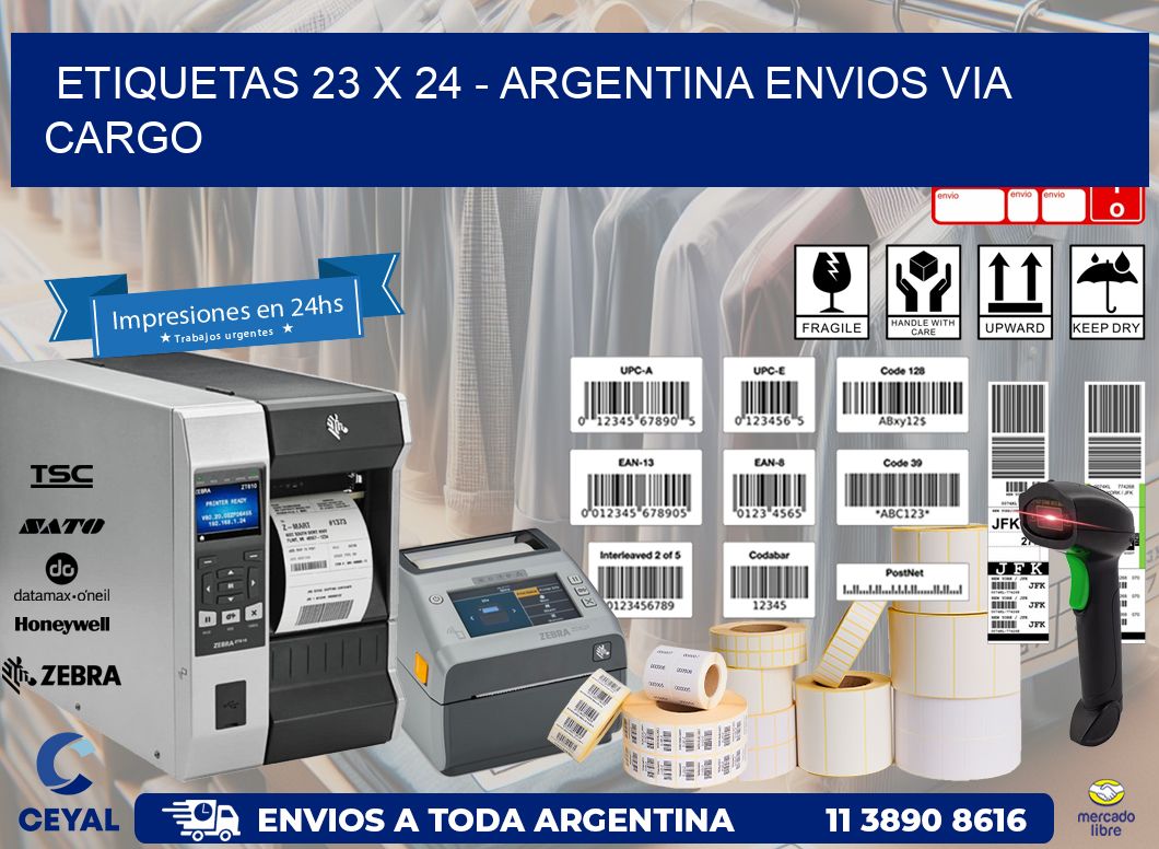 ETIQUETAS 23 x 24 - ARGENTINA ENVIOS VIA CARGO