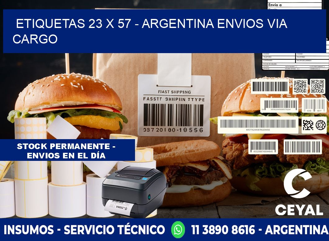 ETIQUETAS 23 x 57 - ARGENTINA ENVIOS VIA CARGO