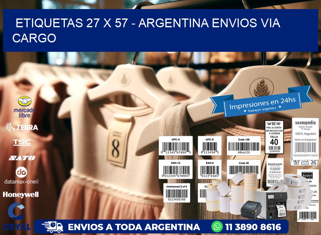 ETIQUETAS 27 x 57 - ARGENTINA ENVIOS VIA CARGO