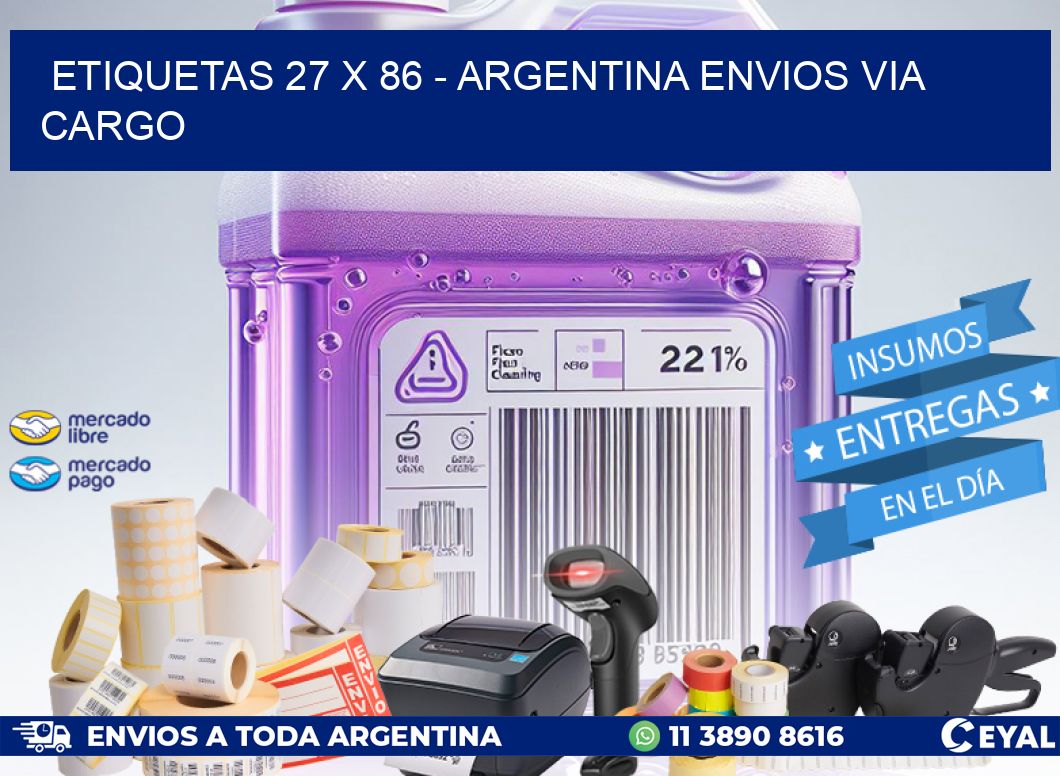 ETIQUETAS 27 x 86 - ARGENTINA ENVIOS VIA CARGO