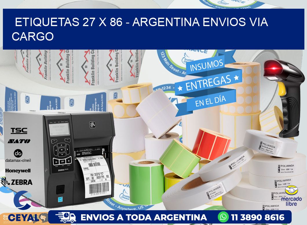 ETIQUETAS 27 x 86 - ARGENTINA ENVIOS VIA CARGO