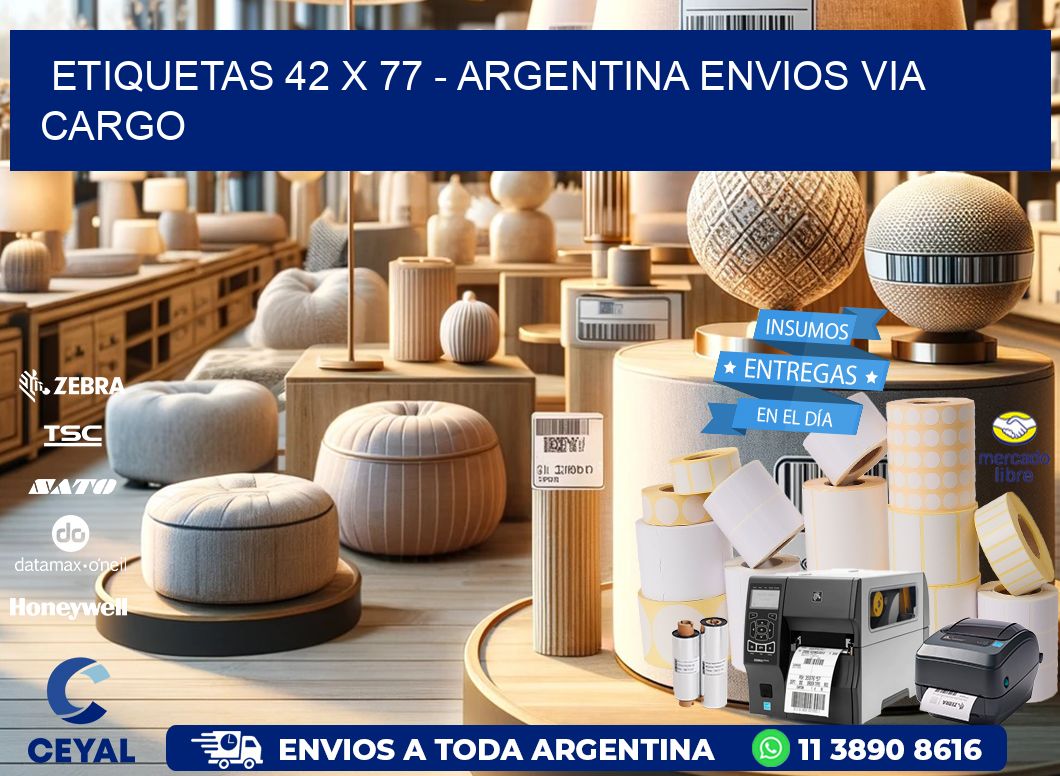 ETIQUETAS 42 x 77 - ARGENTINA ENVIOS VIA CARGO