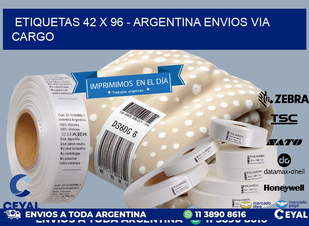 ETIQUETAS 42 x 96 - ARGENTINA ENVIOS VIA CARGO