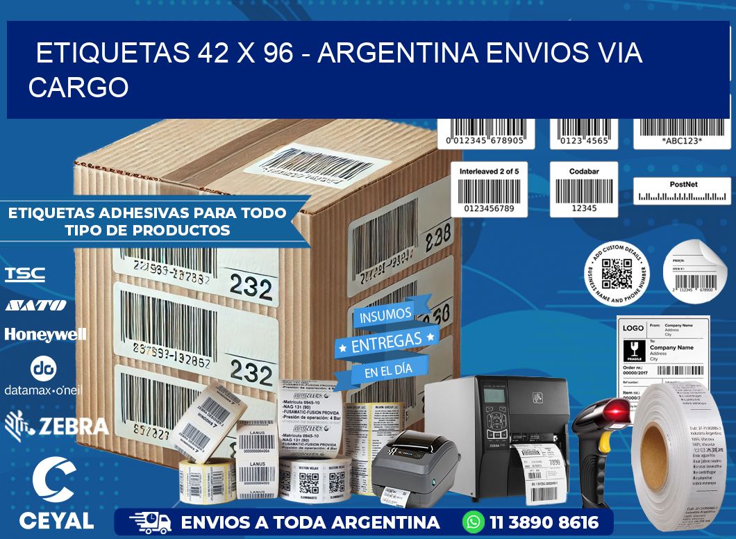 ETIQUETAS 42 x 96 - ARGENTINA ENVIOS VIA CARGO