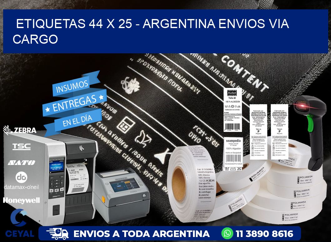 ETIQUETAS 44 x 25 - ARGENTINA ENVIOS VIA CARGO