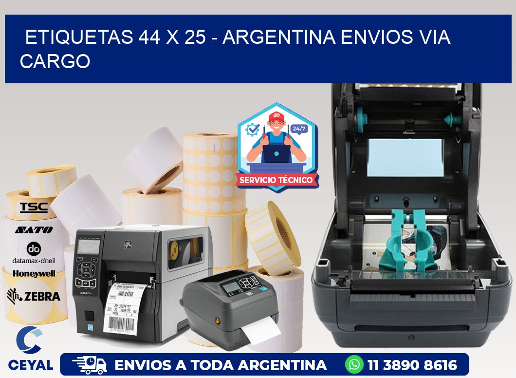 ETIQUETAS 44 x 25 - ARGENTINA ENVIOS VIA CARGO