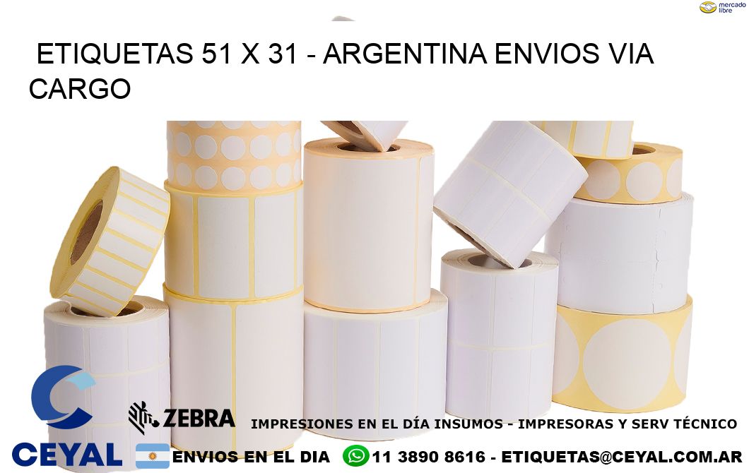 ETIQUETAS 51 x 31 - ARGENTINA ENVIOS VIA CARGO