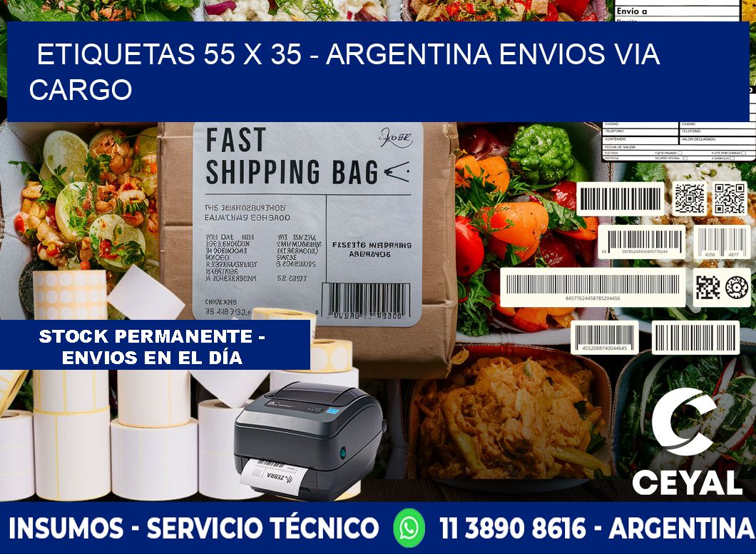 ETIQUETAS 55 x 35 - ARGENTINA ENVIOS VIA CARGO