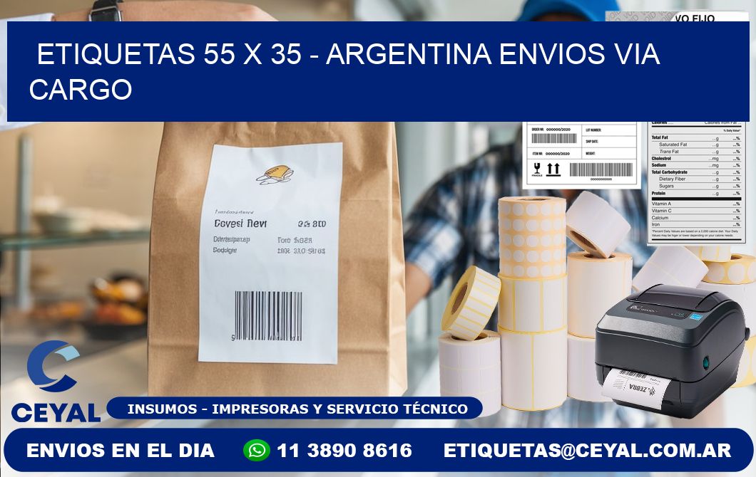 ETIQUETAS 55 x 35 - ARGENTINA ENVIOS VIA CARGO