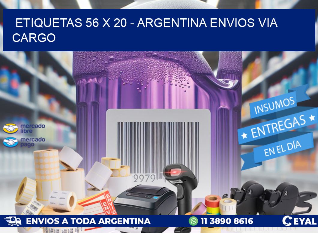 ETIQUETAS 56 x 20 - ARGENTINA ENVIOS VIA CARGO