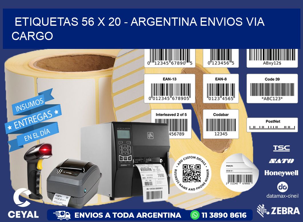 ETIQUETAS 56 x 20 - ARGENTINA ENVIOS VIA CARGO
