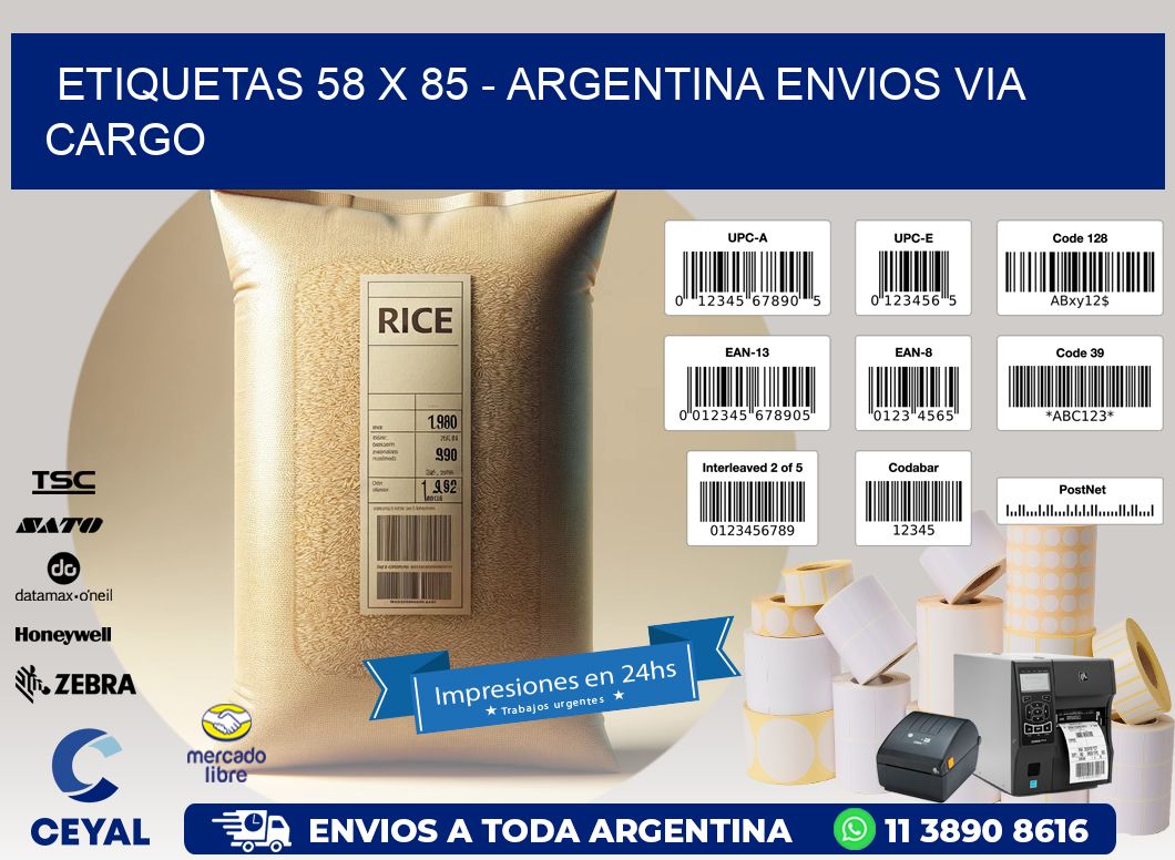 ETIQUETAS 58 x 85 - ARGENTINA ENVIOS VIA CARGO